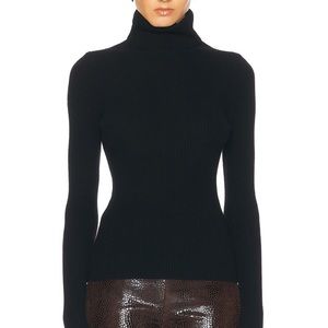 Enza Costa Black Rib Turtleneck Sweater